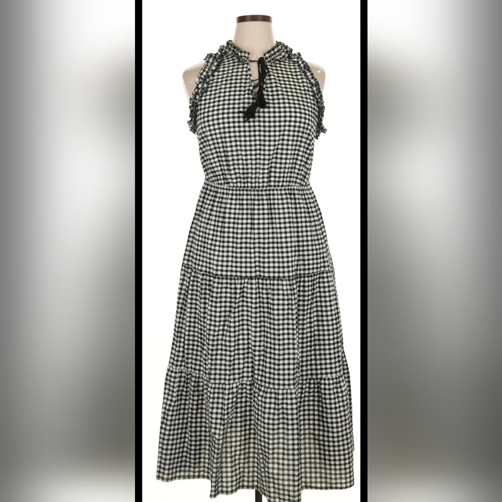 Who What Wear Black and White Ruched Sundress